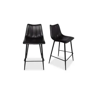 Counter Stool Matte Black (Set of 2) Black Contemporary