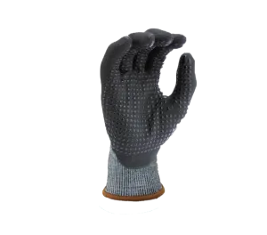 18G Blue Turnbull Shell(ANSI CUT A2), Black Micro-Foam Nitrile Palm Coated Gloves With Nitrile Dots