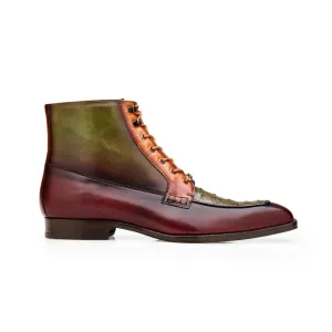 Belvedere Greco in Antique Burgundy / Olive / Brandy Ostrich and Leather Boots