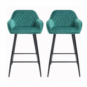 Cannes Green Crushed Velvet Bar Stool