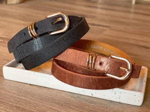 Cass Skinny Genuine Leather Belt