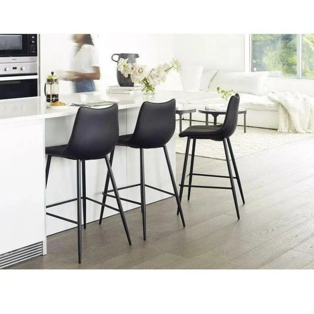 Counter Stool Matte Black (Set of 2) Black Contemporary