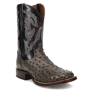 Dan Post Alamosa (Grey/Black)  - Men's Ostrich Skin Leather Cowboy Boots