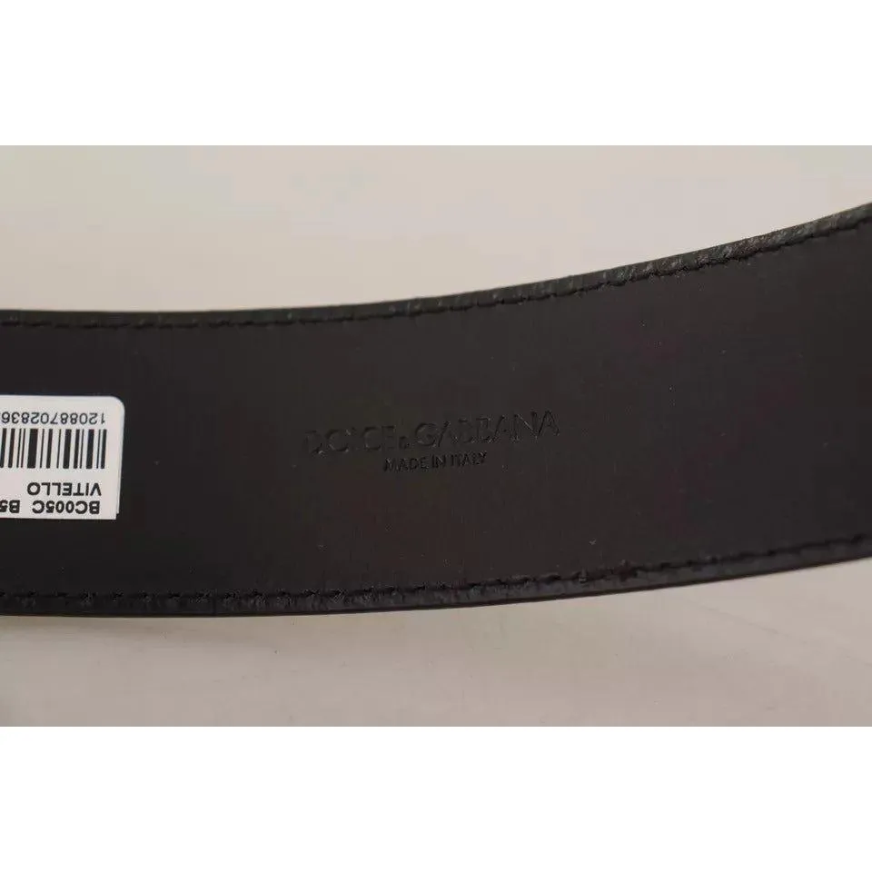 Dolce & Gabbana Dark Brown Leather Logo Engraved Metal Buckle Belt