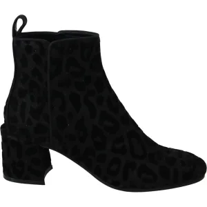 Dolce & Gabbana Elegant Black Leopard Print Short Boots