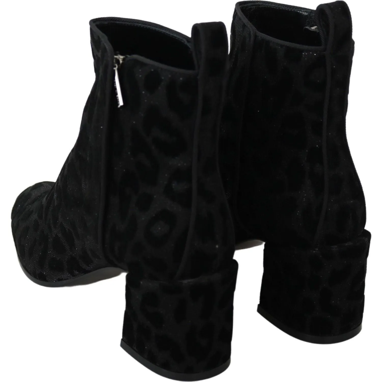 Dolce & Gabbana Elegant Black Leopard Print Short Boots