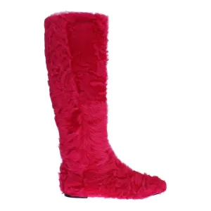 Dolce & Gabbana Elegant Pink Lambskin Fur Boots