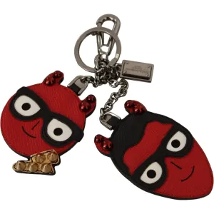 Dolce & Gabbana Elegant Red Leather & Brass Designer Keyring