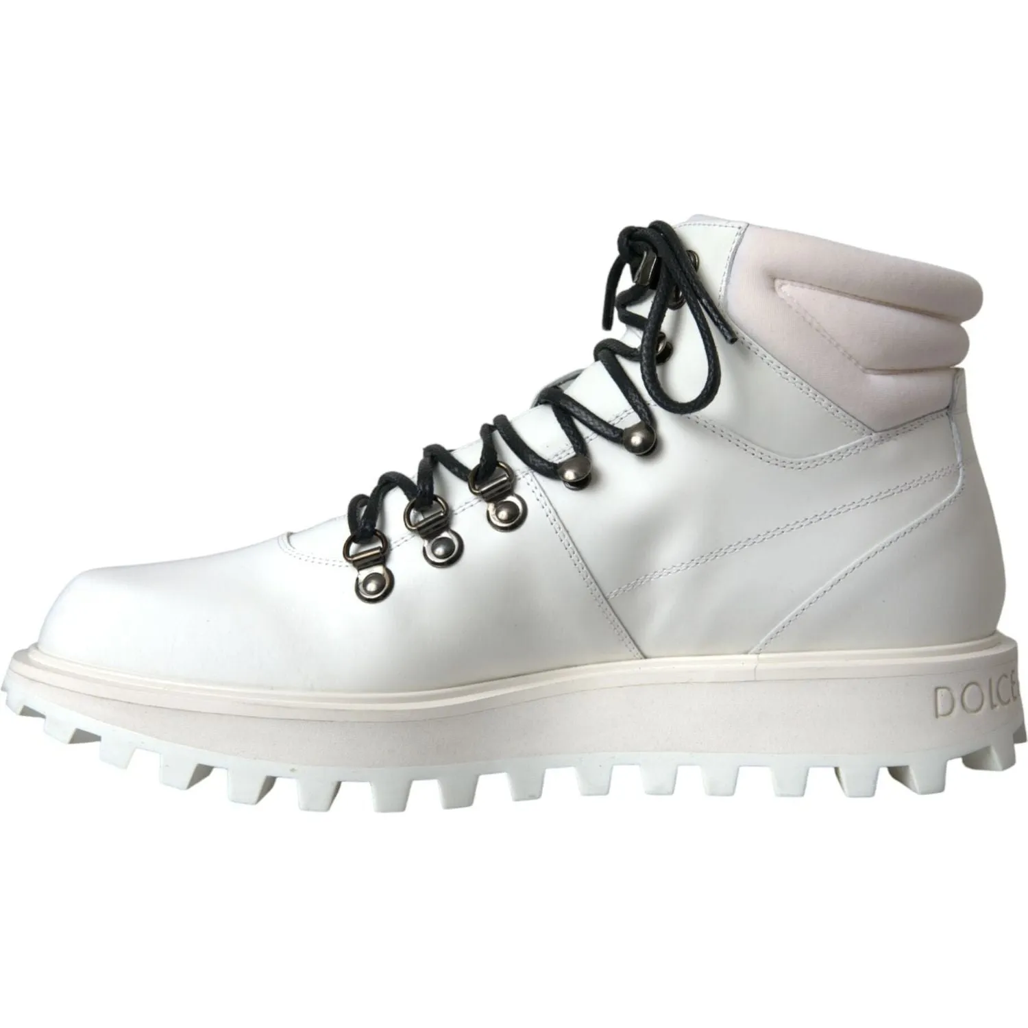 Dolce & Gabbana White Vulcano Trekking Men Ankle Boots Shoes