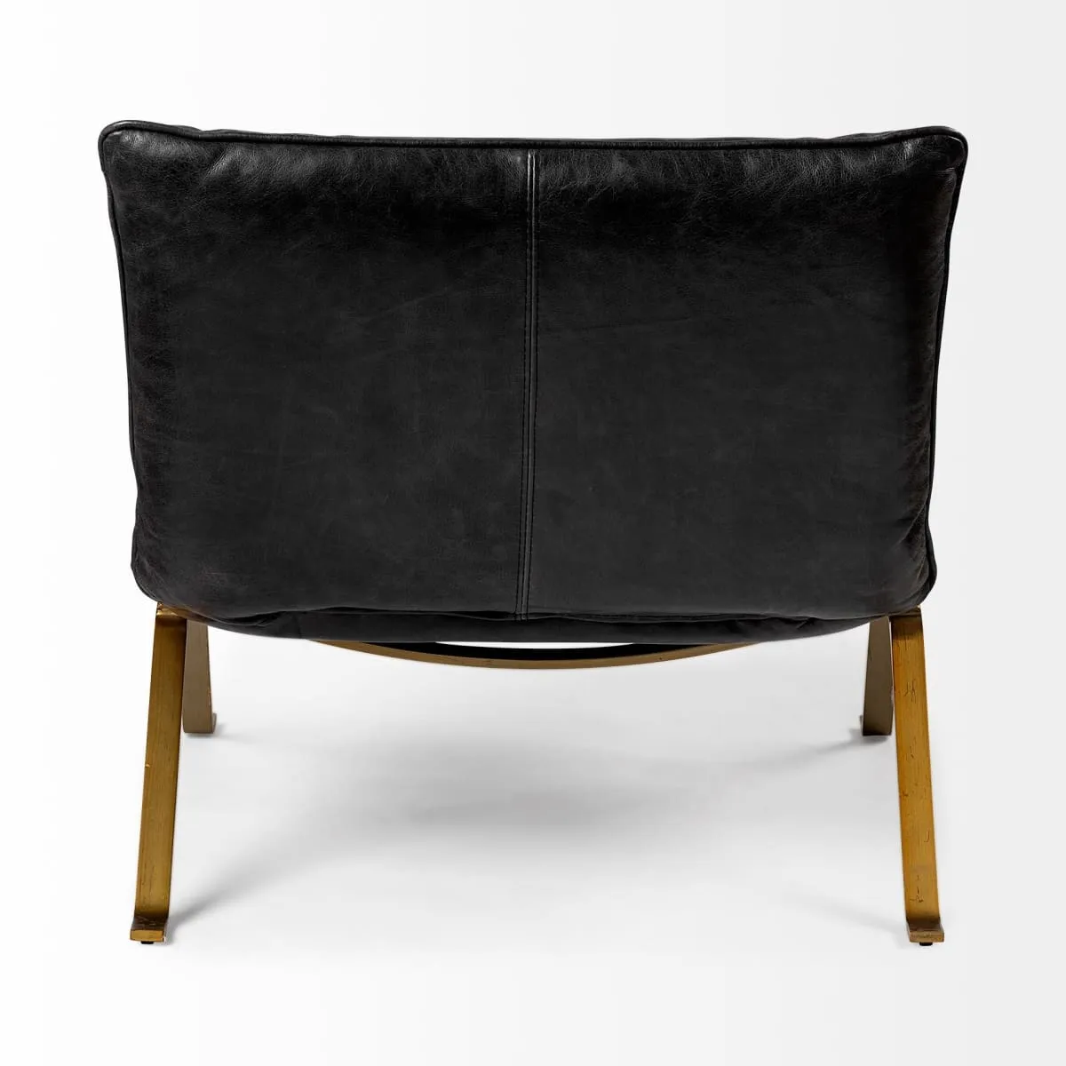 Flavelle Accent Chair Black Leather | Gold Iron