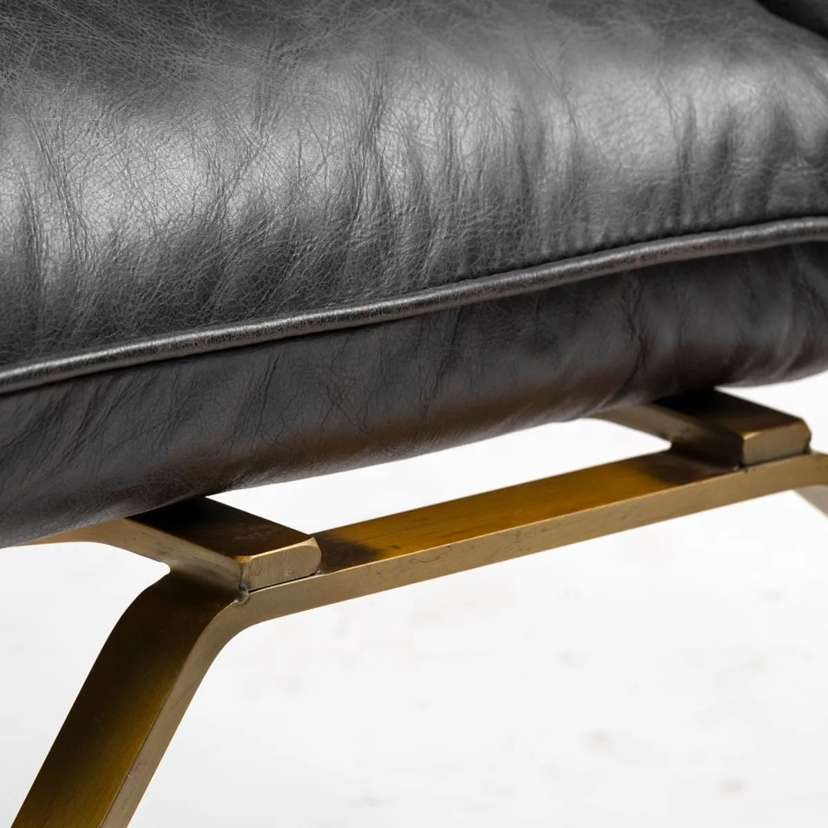 Flavelle Accent Chair Black Leather | Gold Iron