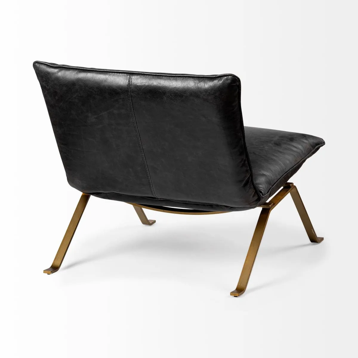 Flavelle Accent Chair Black Leather | Gold Iron