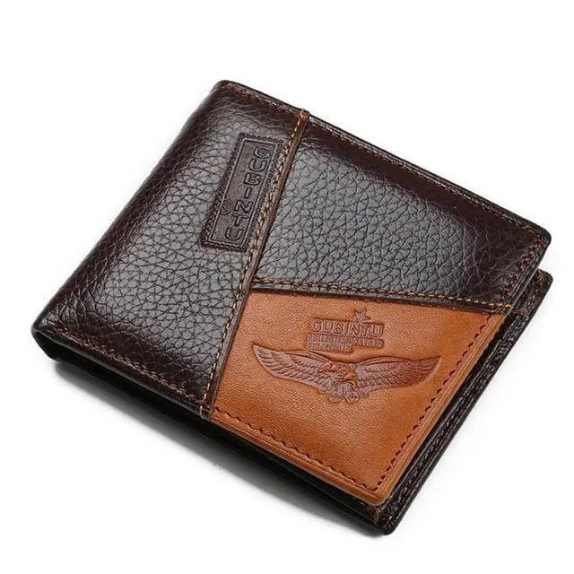 Genuine Leather Men Wallets with Coin Pocket Zipper