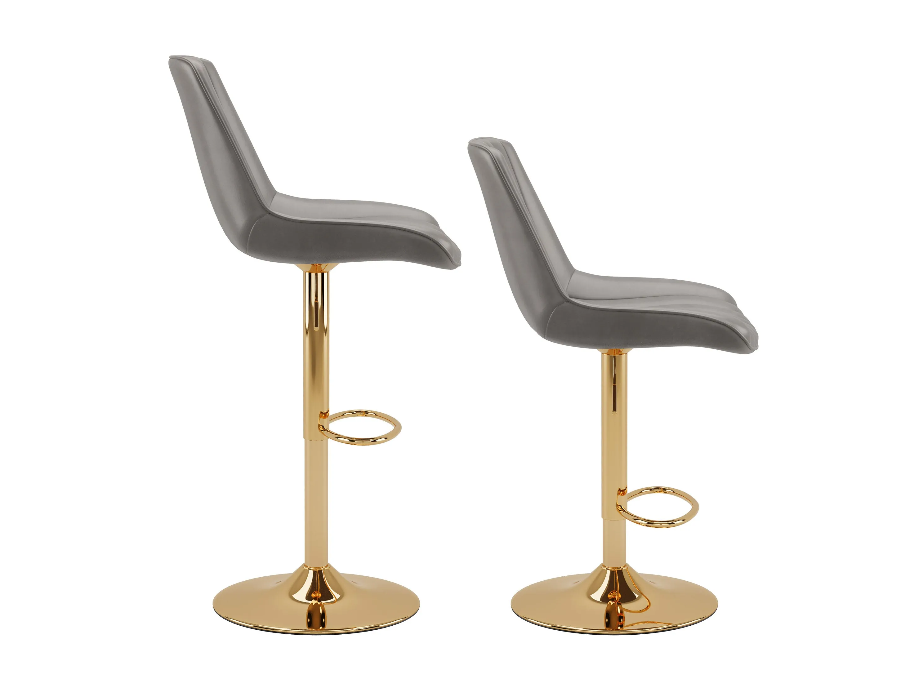 Grey Adjustable Gold Bar Stools, Set of 2