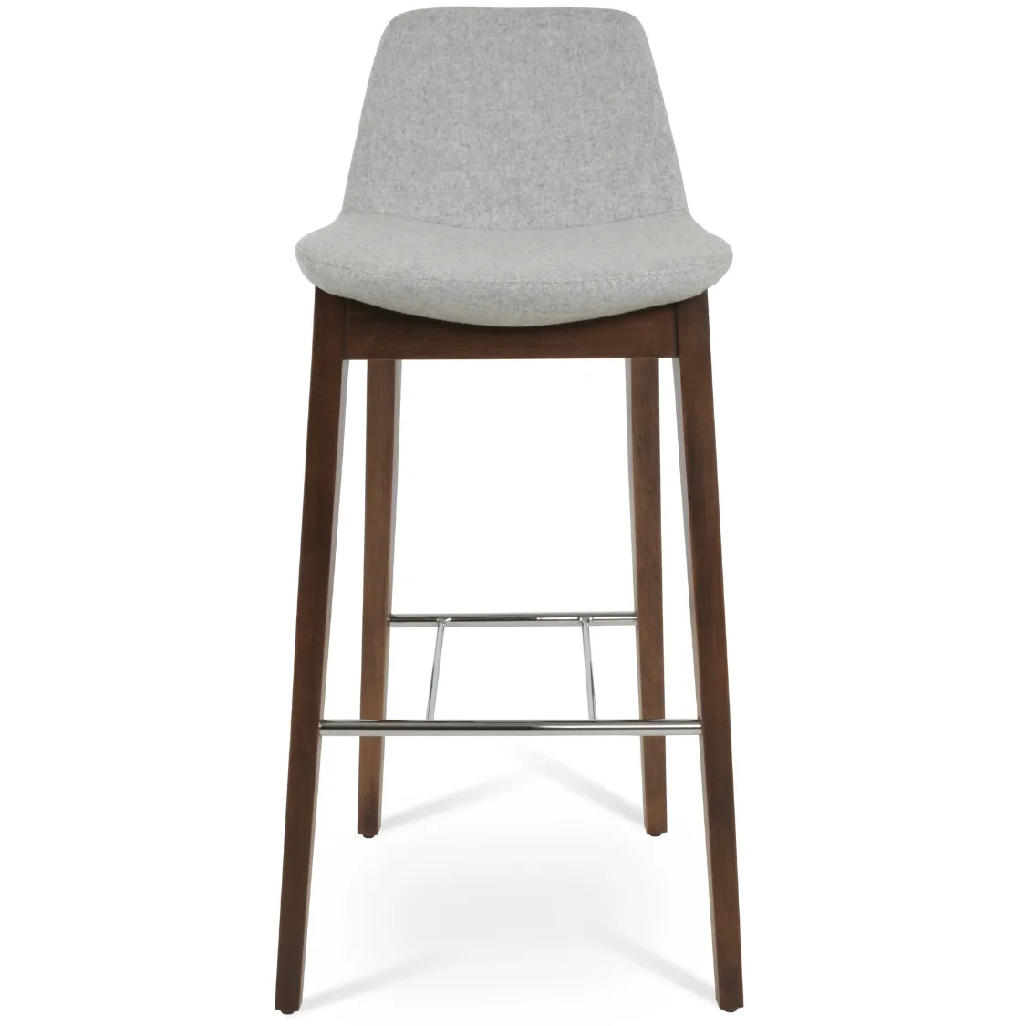 Grey Leather Bar Stools Pera Wood