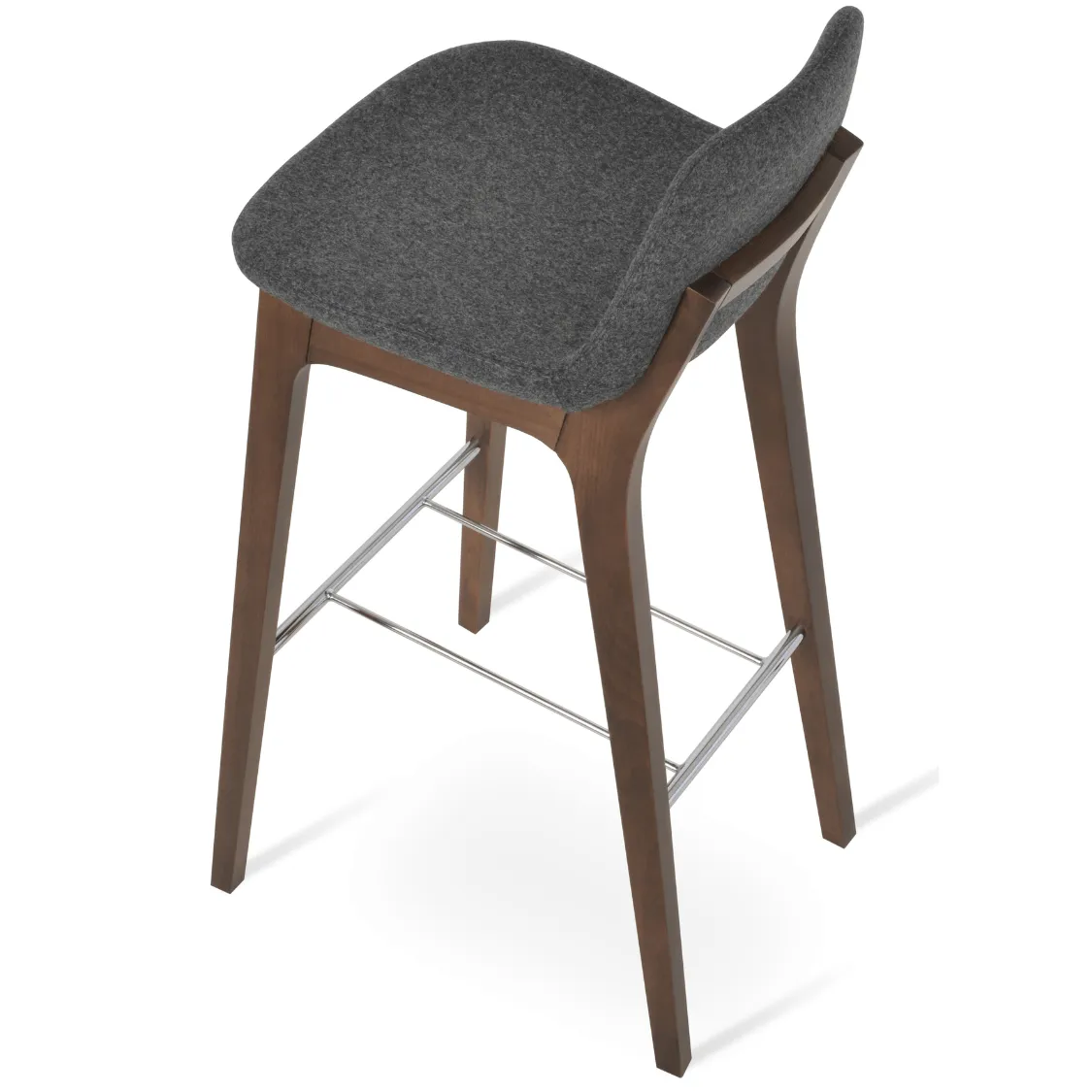 Grey Leather Bar Stools Pera Wood