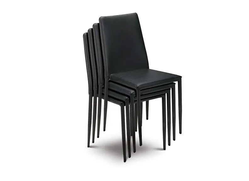 Jazz Black Faux Leather Stacking Chair