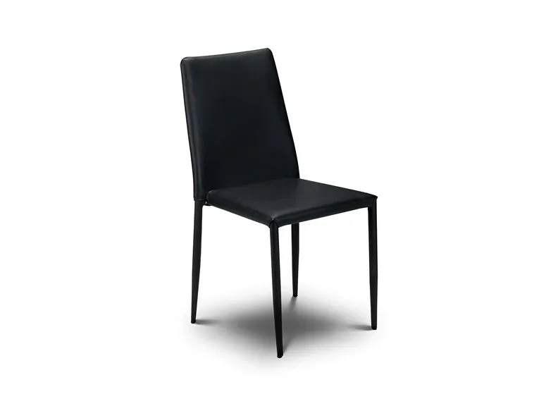 Jazz Black Faux Leather Stacking Chair