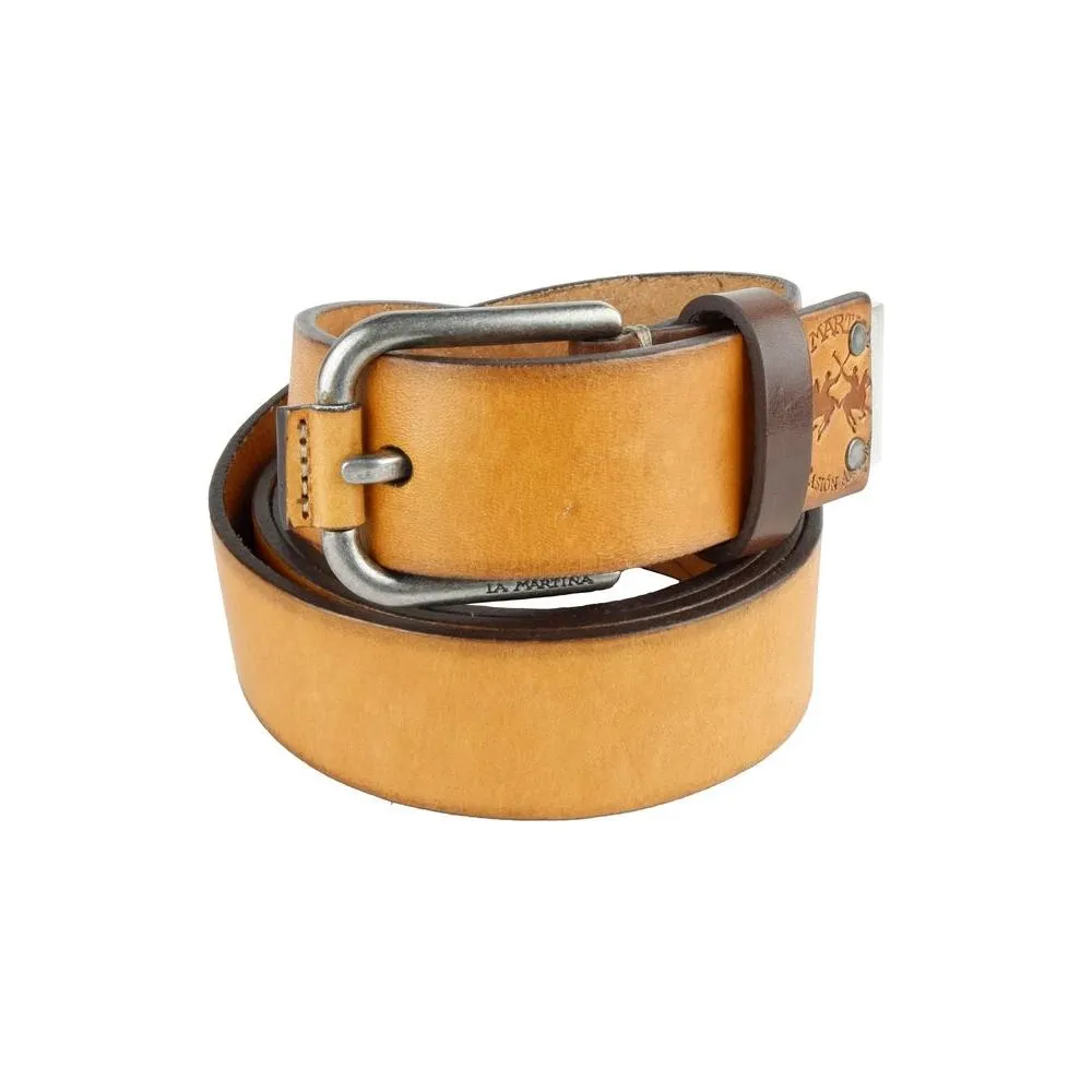 La Martina Chic Unisex Leather Belt in Vibrant Yellow