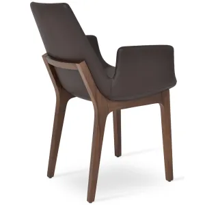 Leather Dining Chairs Eiffel Arm Brown