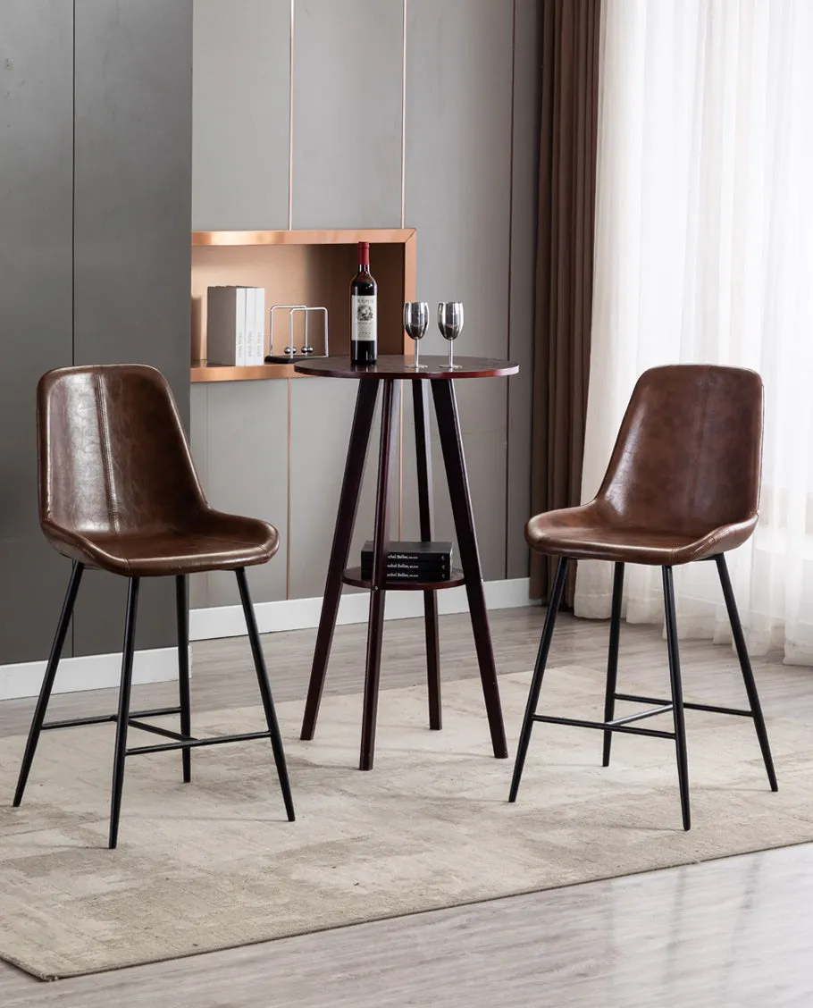 Loveland Wax-Oiled Leather Counter Stools Set of 2