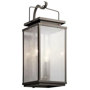 Manningham 23 In 3-Lights Outdoor Wall Light with Clear Seeded Glass, Bronze Finish