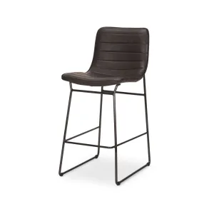 Meritt Bar Counter Stool Black Faux Leather | Black Metal