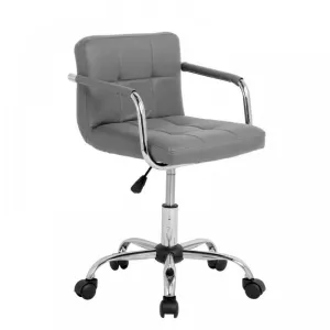 Neo Dark Grey Faux Leather Office Chair with Chrome Legs