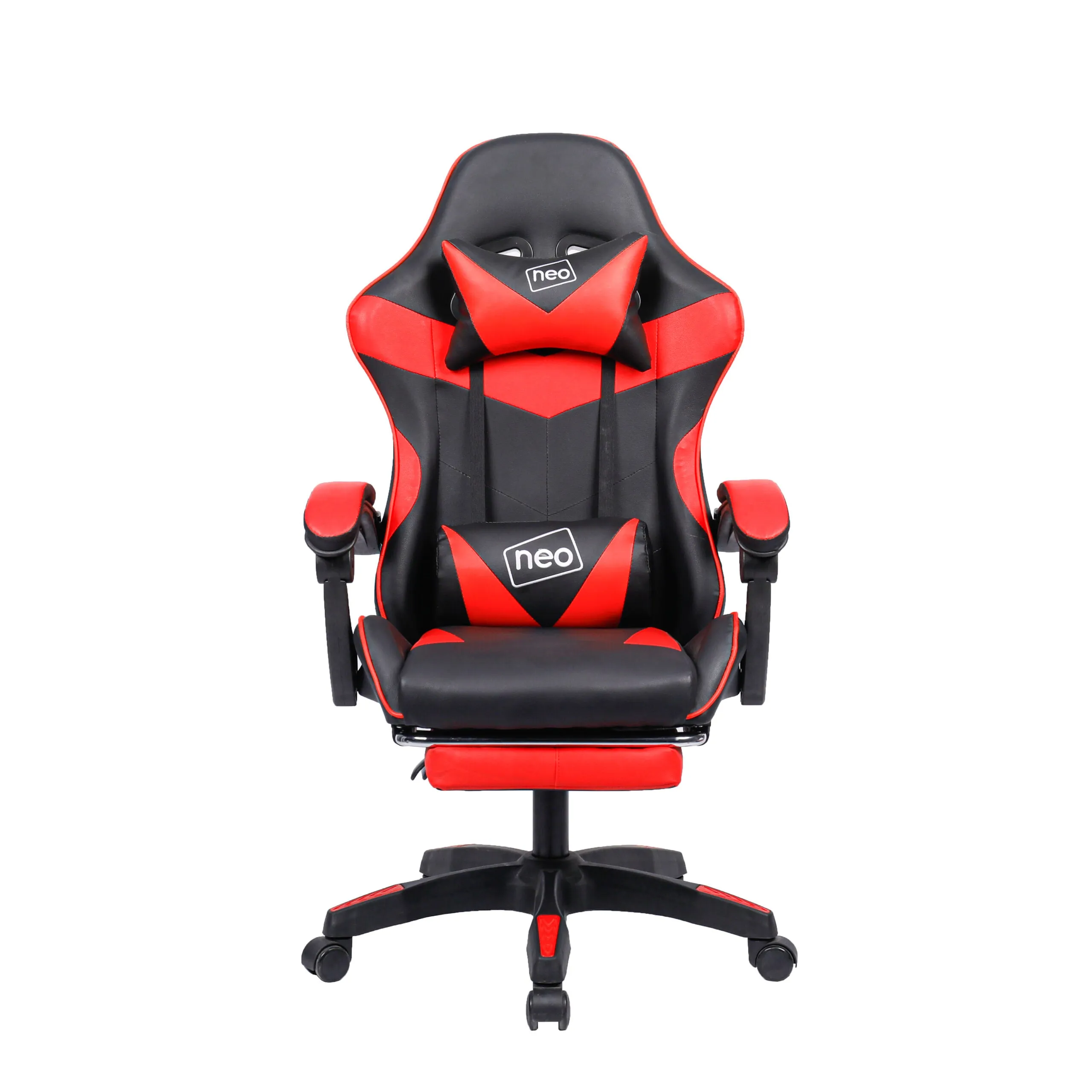 Neo Red/Black Massage Leather Gaming Chair With Footrest