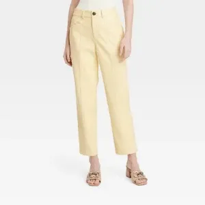 New - Women's High-Rise Faux Leather Ankle Trousers - A New Day Yellow 10