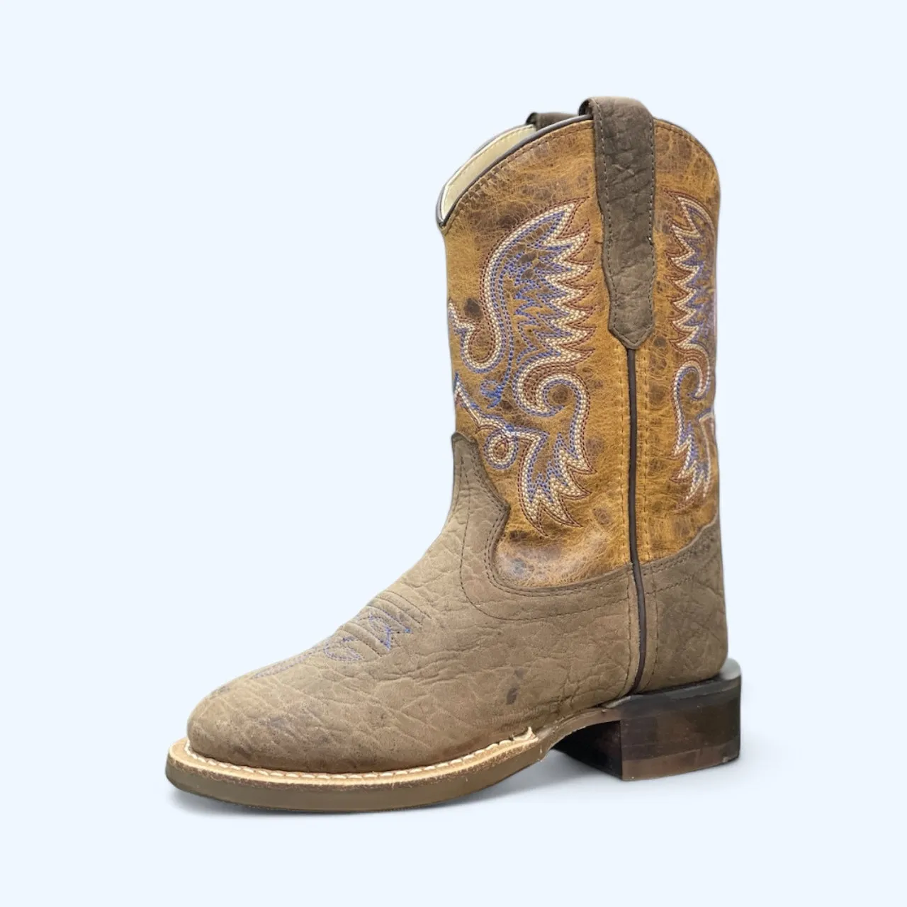 Old West Boys Roper Brown Bullhide Leather Boot BRC2011