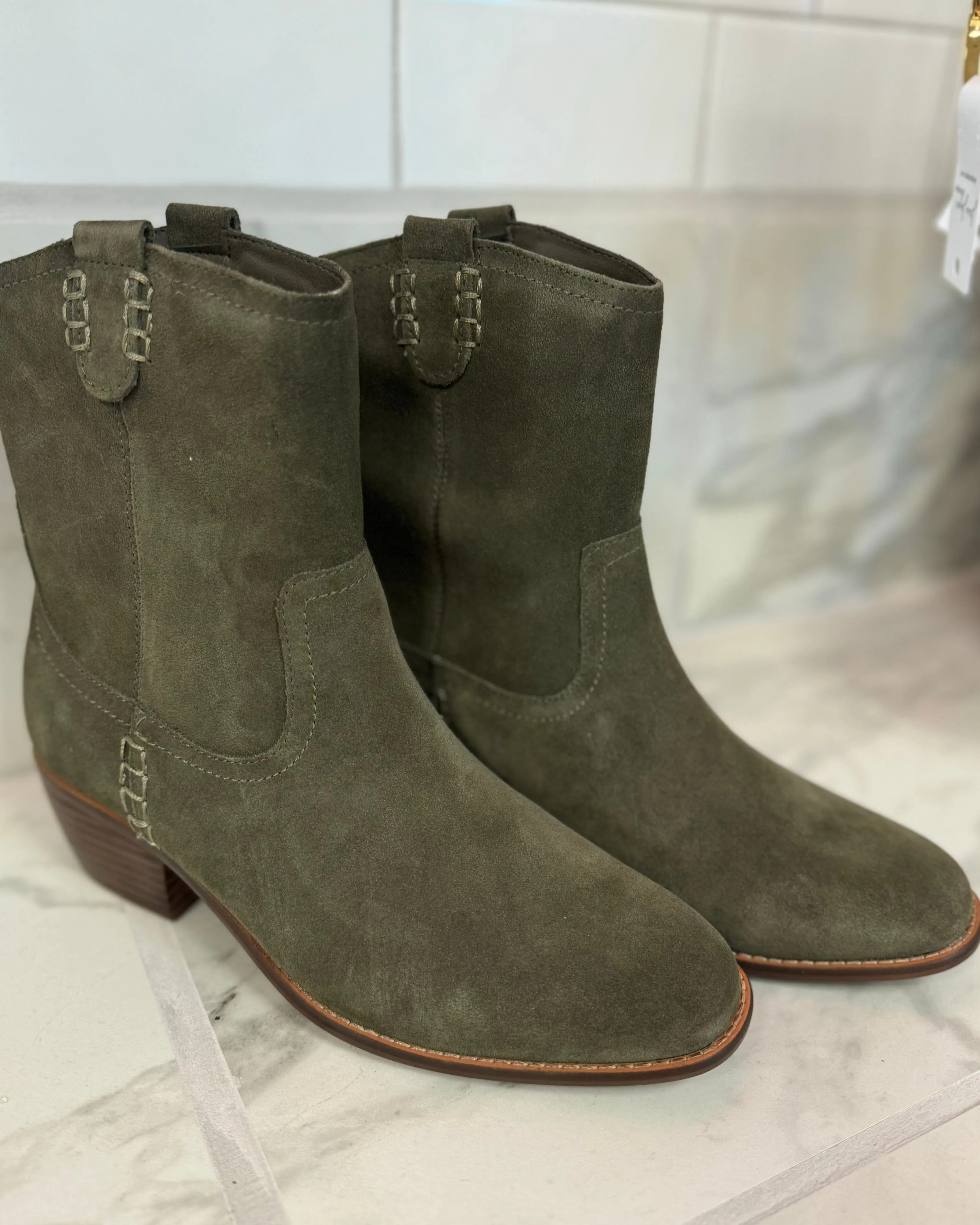 Olive Suede Mia Lauryn Bootie