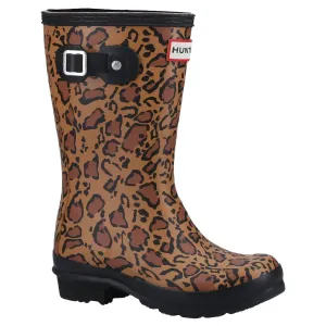 Original Short Leopard Print Boot - Rich Tan/Saddle/Black by Hunter