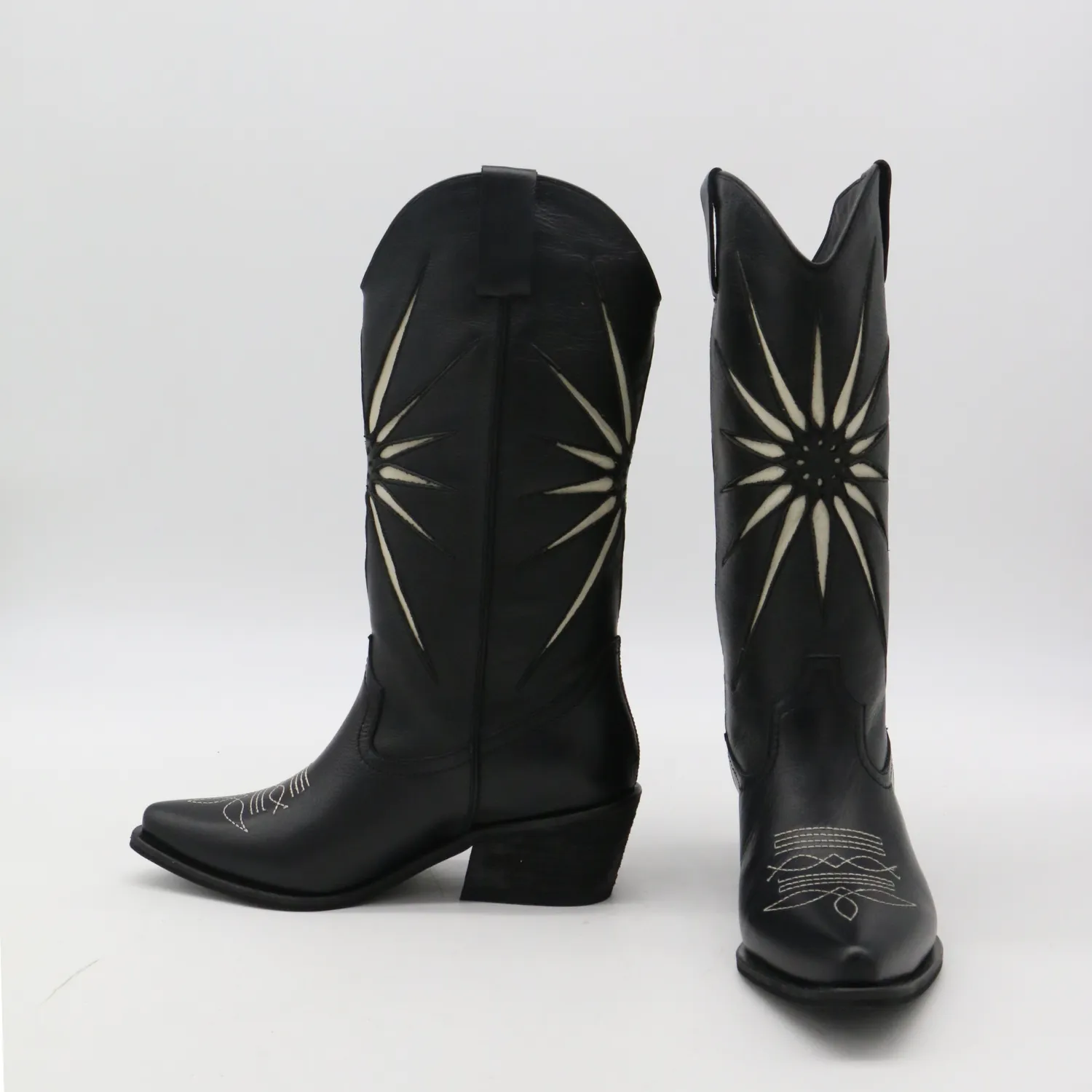 PRE-ORDER (Ships by 11/15/24) Moonrise western cowboy boots in black leather womens shoes