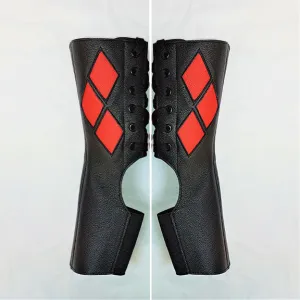 "Harley Quinn" Aerial Boots in Black w/Red details   Suede Grip