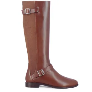 Saint Delores Cuoio Crust Leather Buckle Decor Knee High Boots