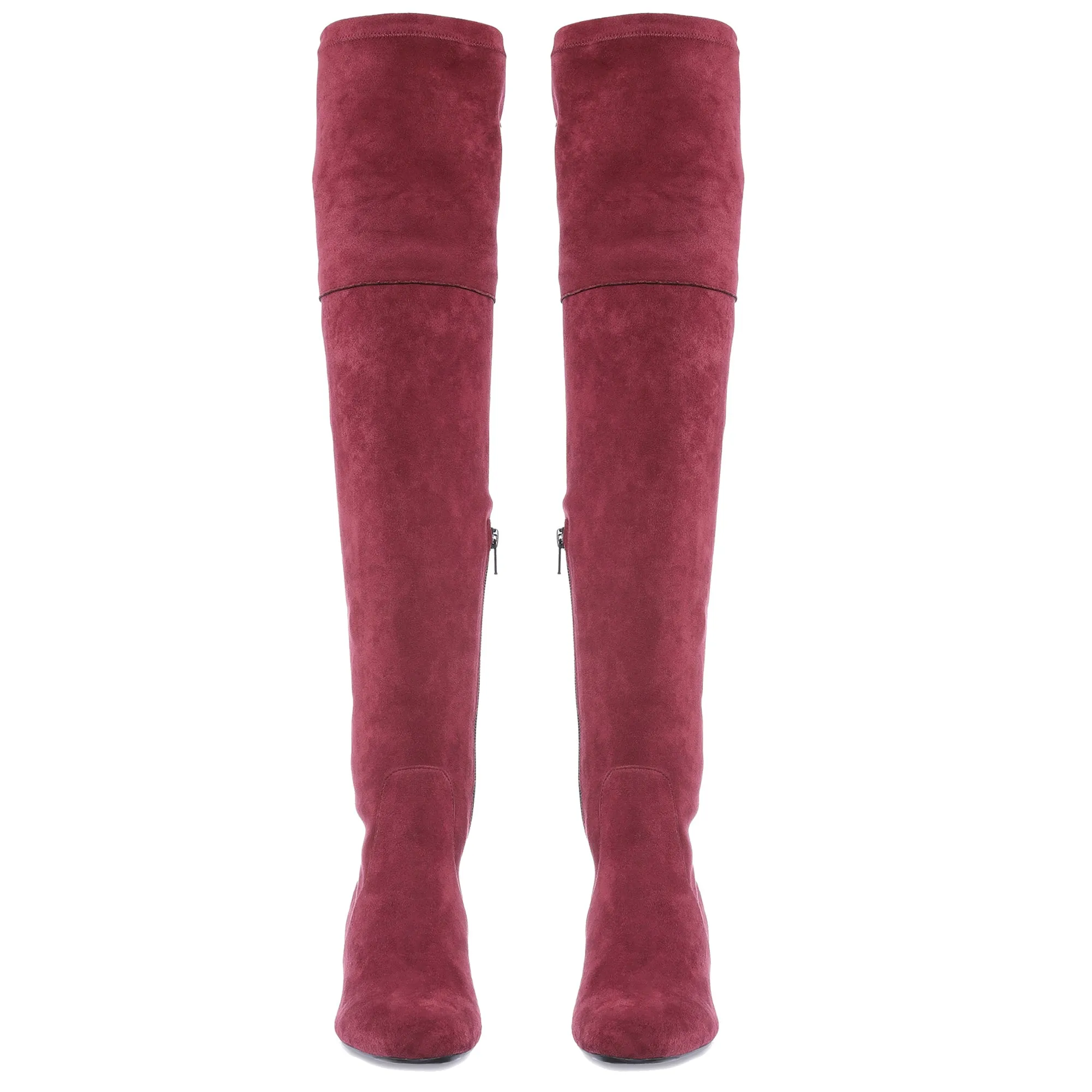 Saint Luisa Maroon Stretch Suede Above The Knee thigh high Boots