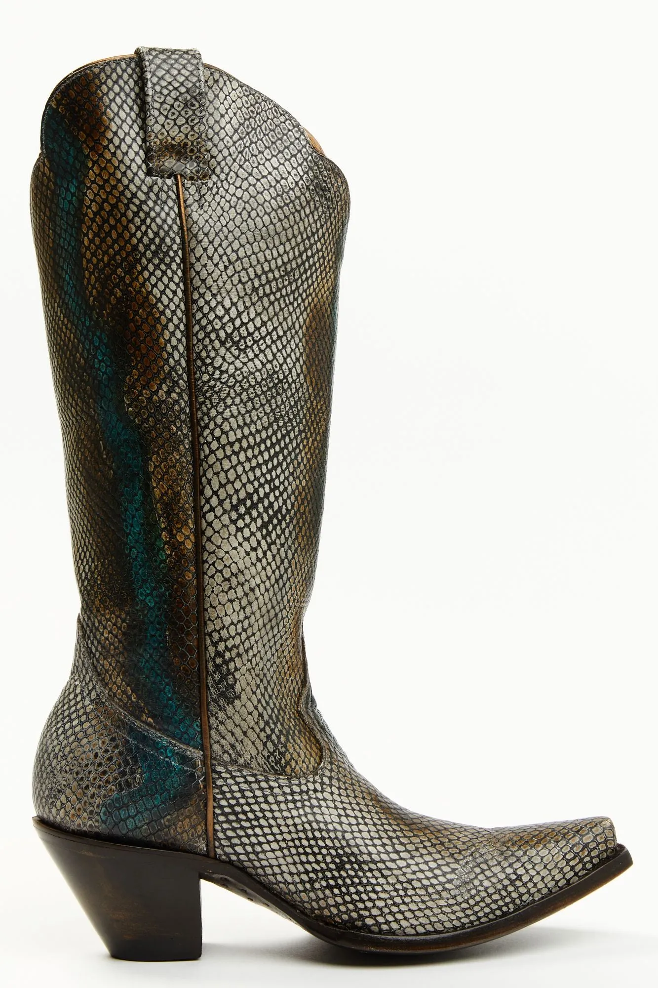 Strut Snake Print Leather Western Boots - Snip Toe