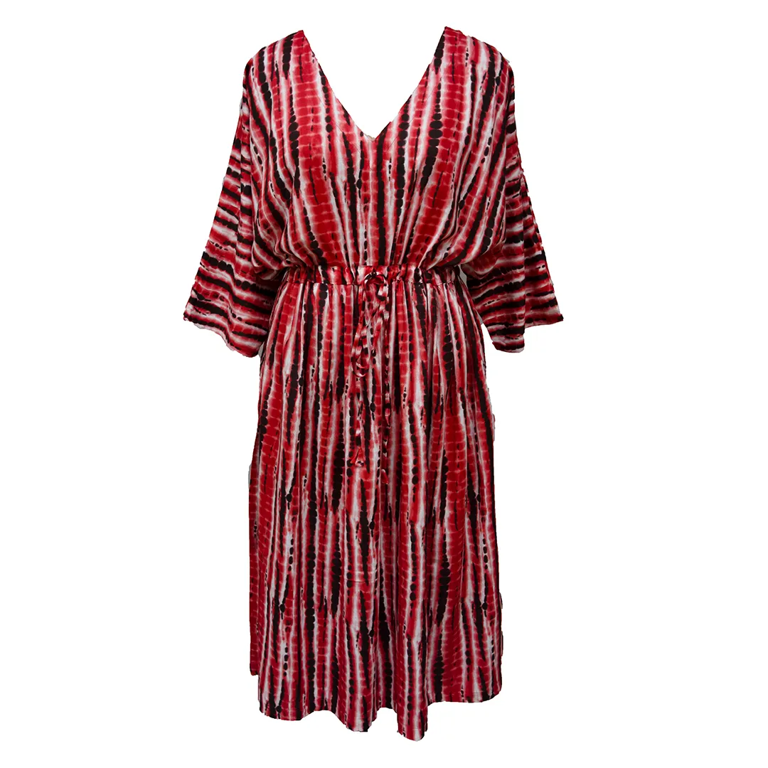 Tie Dye Red Viscose Maxi Dress UK Size 18-32 M67