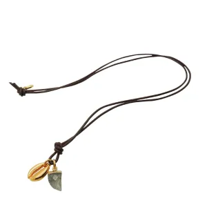 Tooth and Midas Seashell Charm Duo Leather Cord Necklace