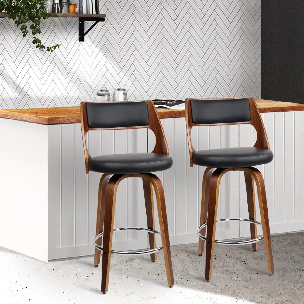 Two Wooden Bar Stools - Black