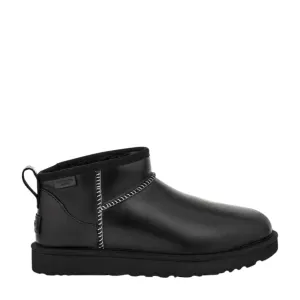 Premium UGG Classic Ultra Mini Leather Boots in Regenerated Black