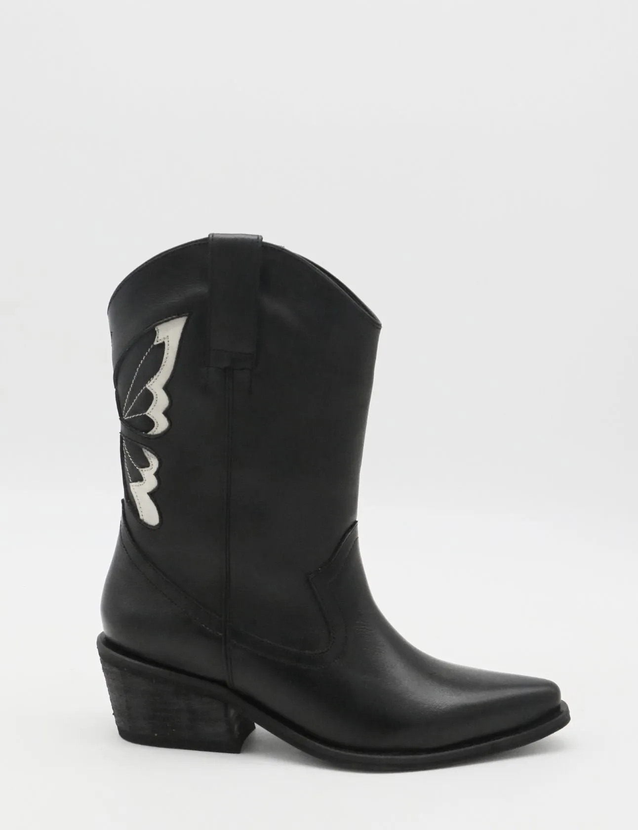 Woodstock western cowboy boots in black leather womens shoes