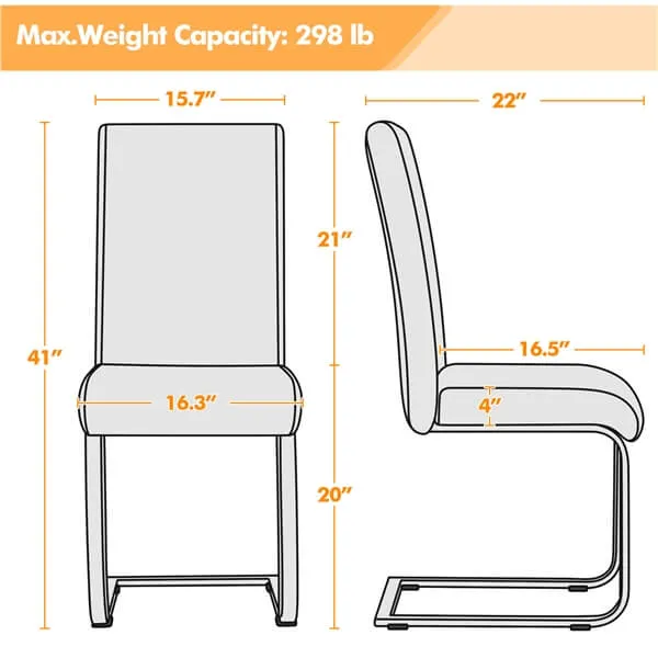 Yaheetech 4pcs Dining Chairs Faux Leather Chairs